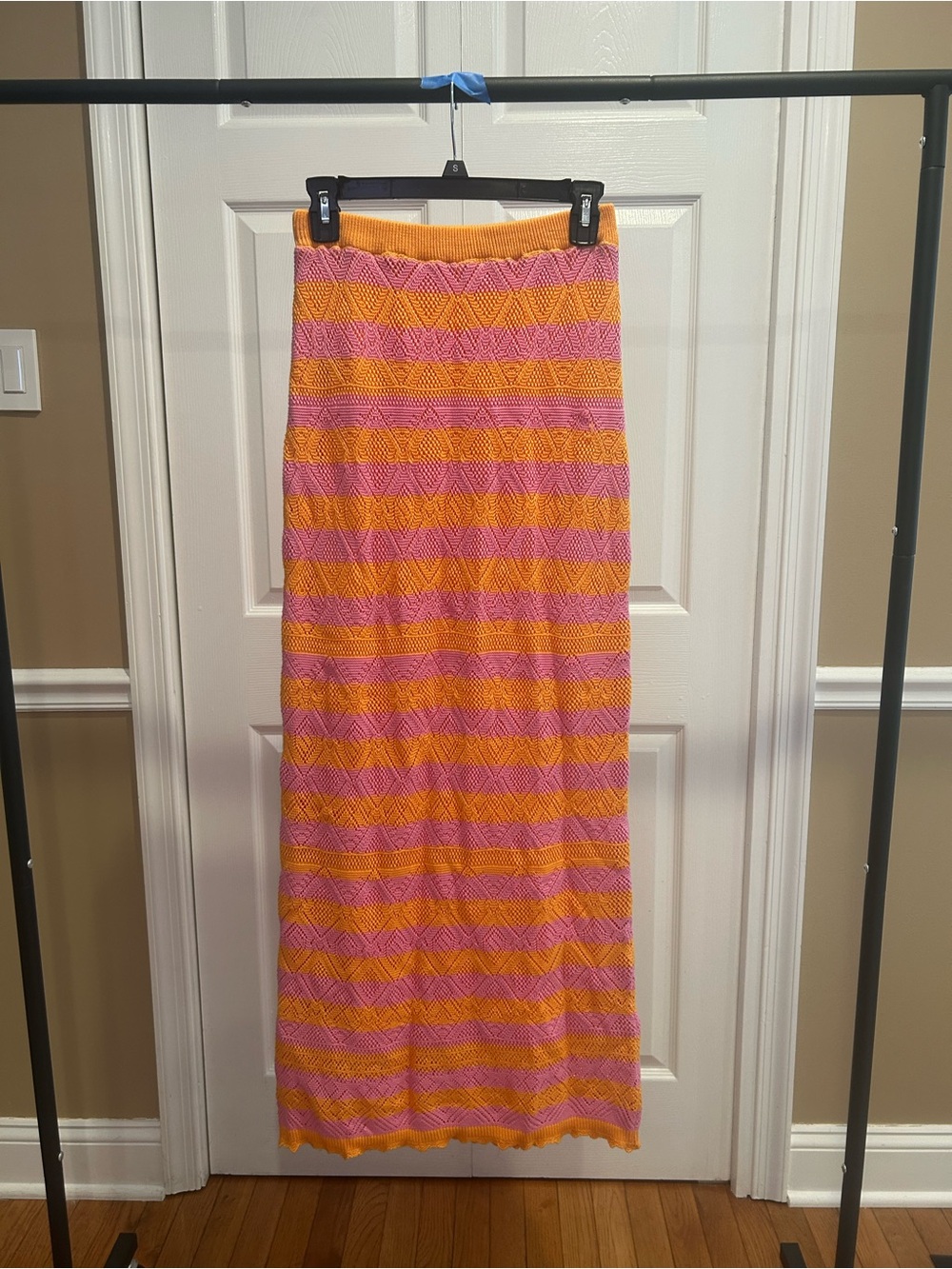 Free People Bright Pink & Orange Knit Maxi Skirt